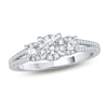 Thumbnail Image 1 of Previously Owned - 1/4 CT. T.W. Diamond Frame Three Stone Split Shank Promise Ring in 10K White Gold