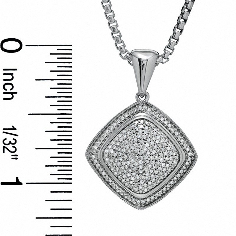 Main Image 2 of Previously Owned - 1/2 CT. T.W. Diamond Pavé Square Pendant in Sterling Silver