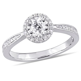 Previously Owned - 1/3 CT. T.W. Diamond Frame Engagement Ring in Sterling Silver