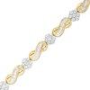 Thumbnail Image 1 of Previously Owned - 2 CT. T.W. Baguette and Round Multi-Diamond Diamond Infinity Link Bracelet in 10K Gold - 7.25"