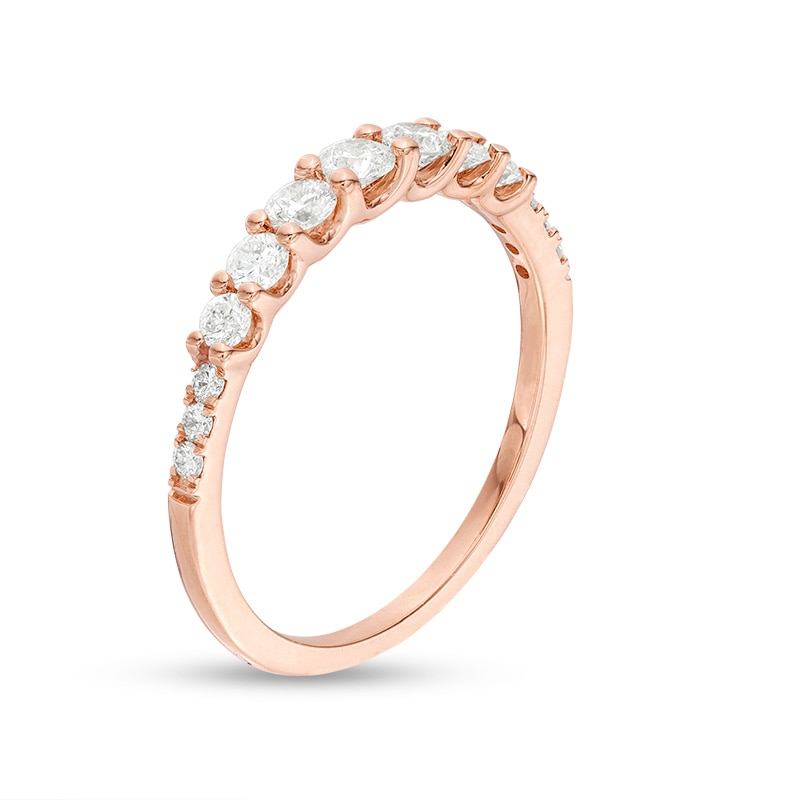 Main Image 3 of Previously Owned - 1/2 CT. T.W. Diamond Graduated Anniversary Band in 14K Rose Gold