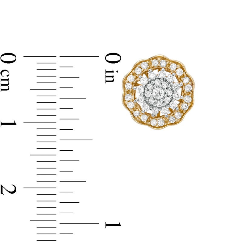 Main Image 3 of Previously Owned - 1/2 CT. T.W. Multi-Diamond Diamond Flower Frame Stud Earrings in 10K Gold