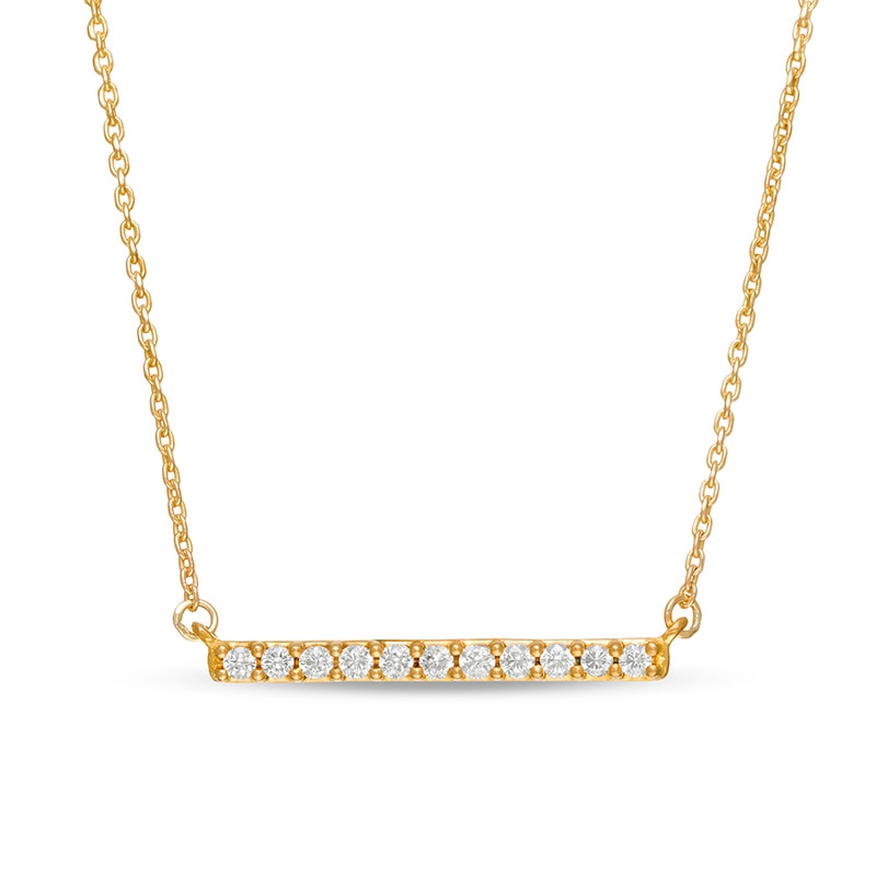 Main Image 1 of Previously Owned - Remixed Reimagined 1/5 CT. T.W. Diamond Horizontal Bar Necklace in 10K Gold