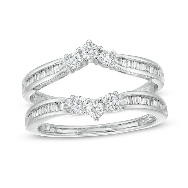 Main Image 1 of Previously Owned - 5/8 CT. T.W. Baguette and Round Diamond Enhancer in 14K White Gold