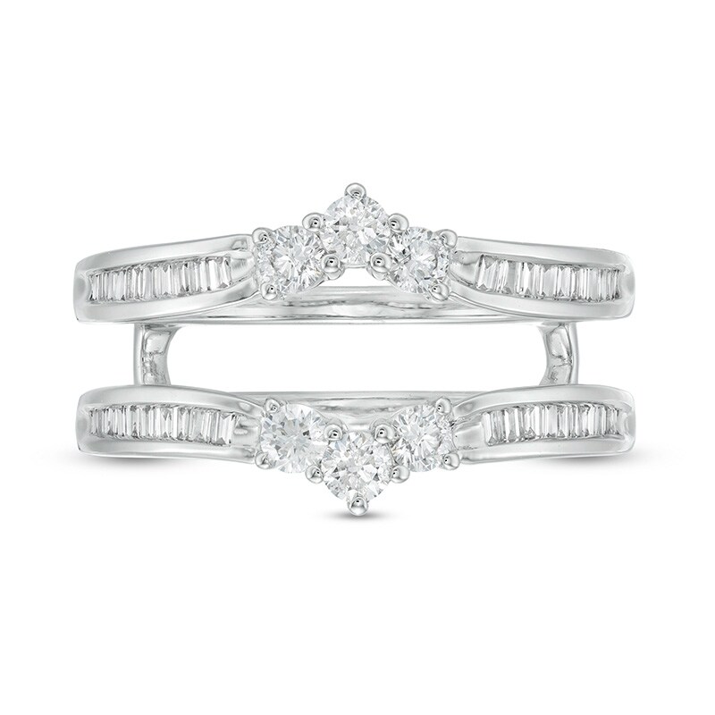 Main Image 3 of Previously Owned - 5/8 CT. T.W. Baguette and Round Diamond Enhancer in 14K White Gold