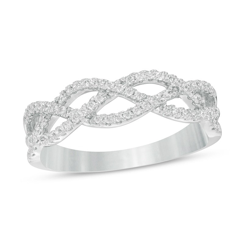 Main Image 1 of Previously Owned - 1/5 CT. T.W. Diamond Loose Braid Ring in 10K White Gold