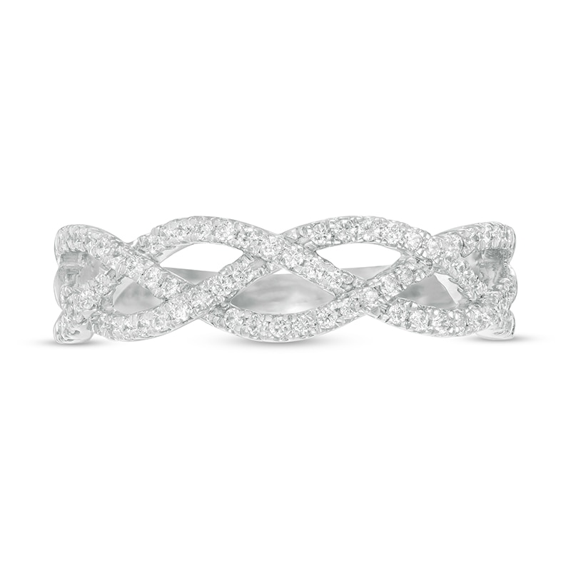 Main Image 4 of Previously Owned - 1/5 CT. T.W. Diamond Loose Braid Ring in 10K White Gold