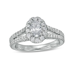 Previously Owned - Zales Private Collection 1-1/4 CT. T.W. Colourless Oval Diamond Engagement Ring in 14K White Gold