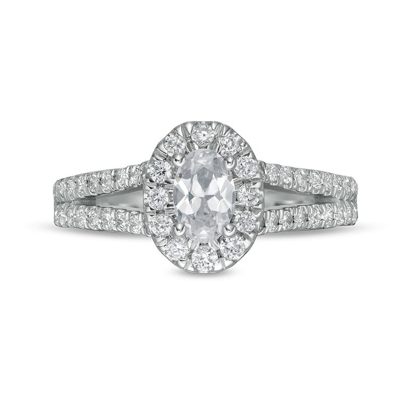 Main Image 4 of Previously Owned - Zales Private Collection 1-1/4 CT. T.W. Colourless Oval Diamond Engagement Ring in 14K White Gold