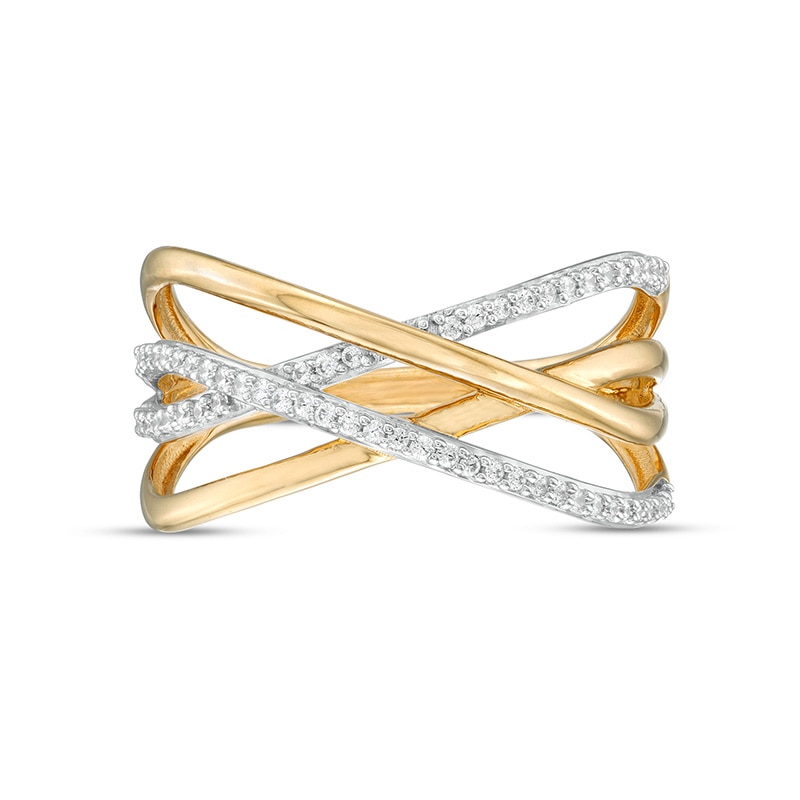 Main Image 1 of Previously Owned - 1/5 CT. T.W. Diamond Multi-Row Crossover Ring in 10K Gold