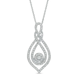 Previously Owned - 1 CT. T.W. Composite Diamond Double Loop Pendant in Sterling Silver