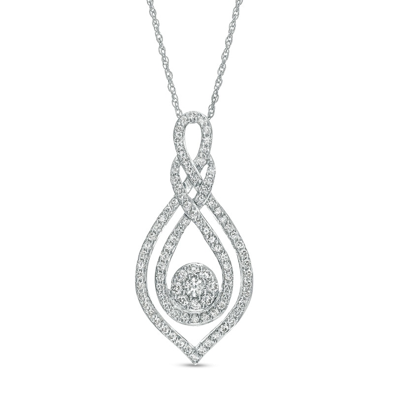 Main Image 1 of Previously Owned - 1 CT. T.W. Composite Diamond Double Loop Pendant in Sterling Silver