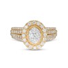 Thumbnail Image 4 of Previously Owned - 1 CT. T.W. Multi-Diamond Oval Diamond Frame Multi-Row Engagement Ring in 10K Gold
