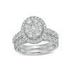 Thumbnail Image 1 of Previously Owned - 2 CT. T.W. Multi-Diamond Oval Diamond Frame Bridal Set in 14K White Gold