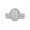 Thumbnail Image 4 of Previously Owned - 2 CT. T.W. Multi-Diamond Oval Diamond Frame Bridal Set in 14K White Gold