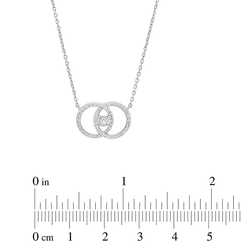 Main Image 4 of Previously Owned - You Me Us 1/3 CT. T.W. Diamond Interlocked Circles Necklace in 10K White Gold – 19"