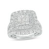 Thumbnail Image 1 of Previously Owned - 2 CT. T.W. Princess Multi-Diamond Double Frame Vintage-Style Engagement Ring in 10K White Gold