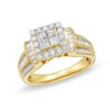 Thumbnail Image 1 of Previously Owned - 1 CT. T.W. Quad Princess-Cut Diamond Square Frame Collar Engagement Ring in 10K Gold