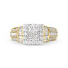 Thumbnail Image 4 of Previously Owned - 1 CT. T.W. Quad Princess-Cut Diamond Square Frame Collar Engagement Ring in 10K Gold