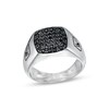 Thumbnail Image 1 of Previously Owned - Vera Wang Men 7/8 CT. T.W. Black Multi-Diamond Signet Ring in Sterling Silver with Black Rhodium