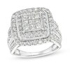Thumbnail Image 1 of Previously Owned - 2 CT. T.W. Princess-Cut Multi-Diamond Layered Multi-Row Engagement Ring in 10K White Gold