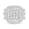 Thumbnail Image 4 of Previously Owned - 2 CT. T.W. Princess-Cut Multi-Diamond Layered Multi-Row Engagement Ring in 10K White Gold