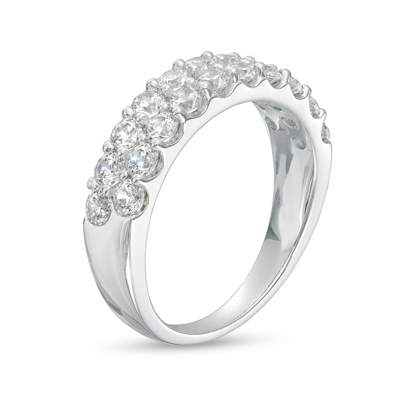 Main Image 2 of Previously Owned - 1-1/2 CT. T.W. Lab-Grown Diamond Double Row Anniversary Band in 14K White Gold (F/VS2)