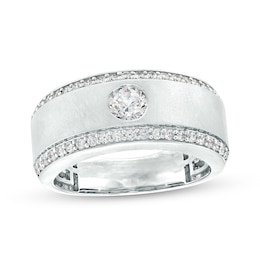 Previously Owned - 1 CT. T.W. Lab-Grown Diamond Lined Wedding Band in 14K White Gold (F/VS2)