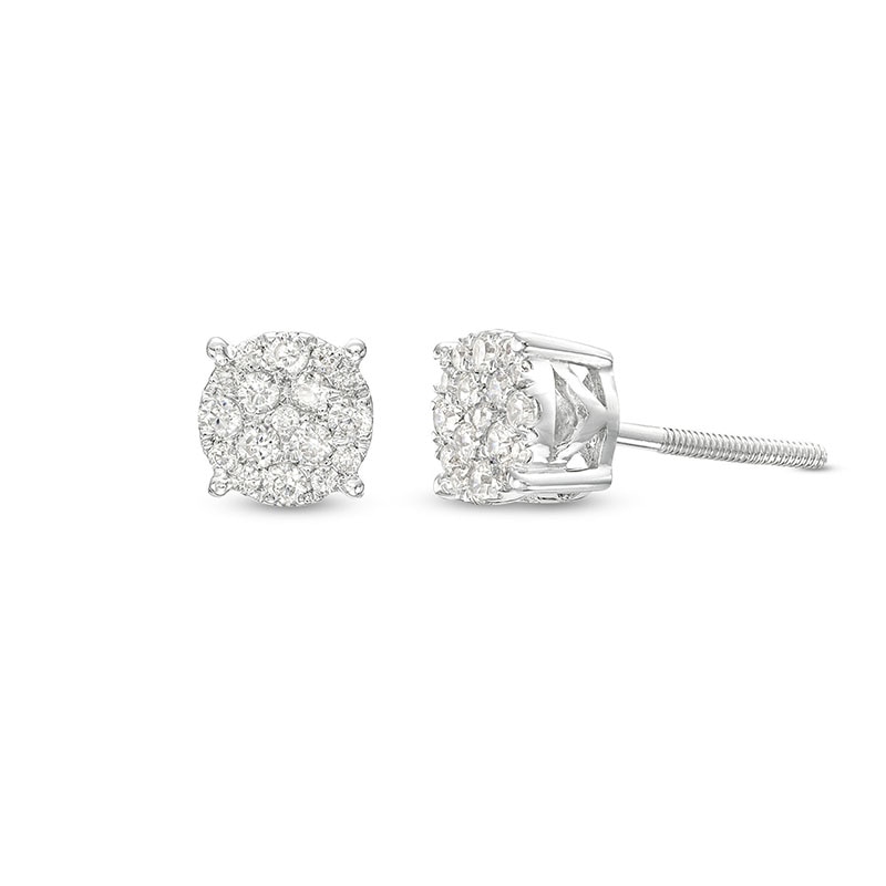 Main Image 1 of Previously Owned - 1/4 CT. T.W. Multi-Diamond Stud Earrings in 10K White Gold