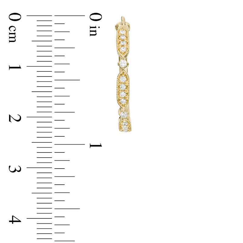 Main Image 3 of Previously Owned - 1/5 CT. T.W. Diamond Vintage-Style Hoop Earrings in 10K Gold