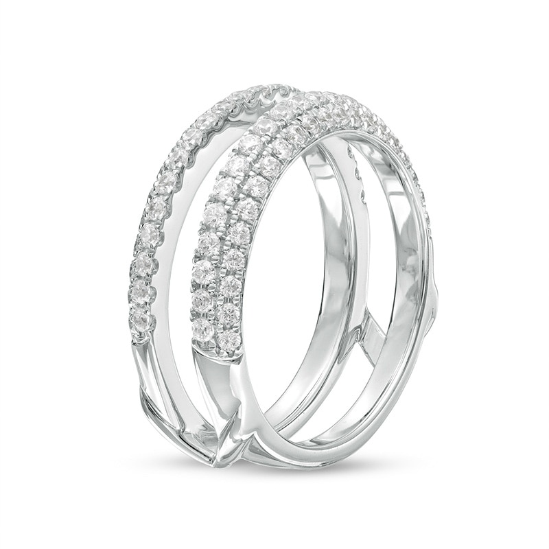 Main Image 2 of Previously Owned - Vera Wang Love Collection 3/4 CT. T.W. Diamond Double Row Solitaire Enhancer in 14K White Gold