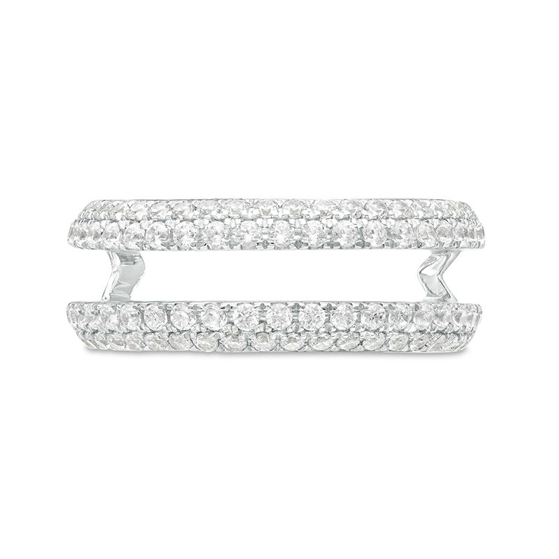 Main Image 3 of Previously Owned - Vera Wang Love Collection 3/4 CT. T.W. Diamond Double Row Solitaire Enhancer in 14K White Gold