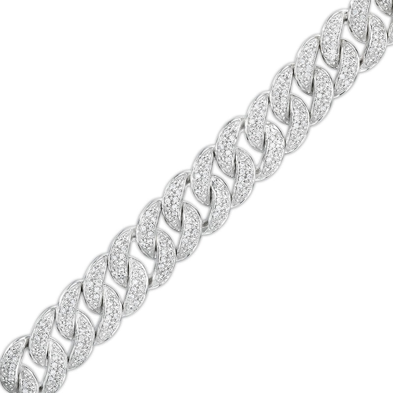 Main Image 1 of Previously Owned - 2 CT. T.W. Diamond Cuban Curb Chain Bracelet in Sterling Silver - 8.5"