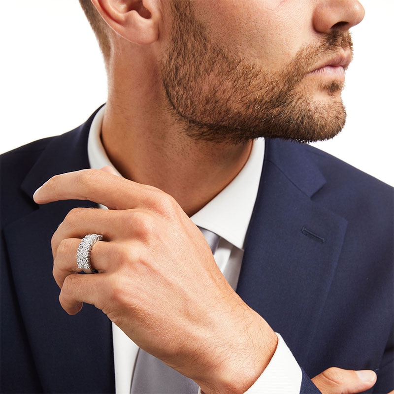 Main Image 2 of Previously Owned - 3 CT. T.W. Diamond Double Row Wedding Band in 10K White Gold