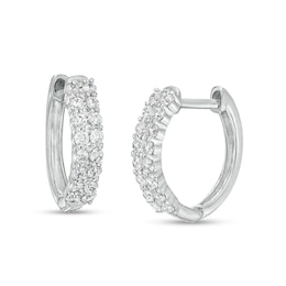 Previously Owned - 1/2 CT. T.W.  Lab-Grown Multi-Diamond Hoop Earrings in 14K White Gold (F/SI2)