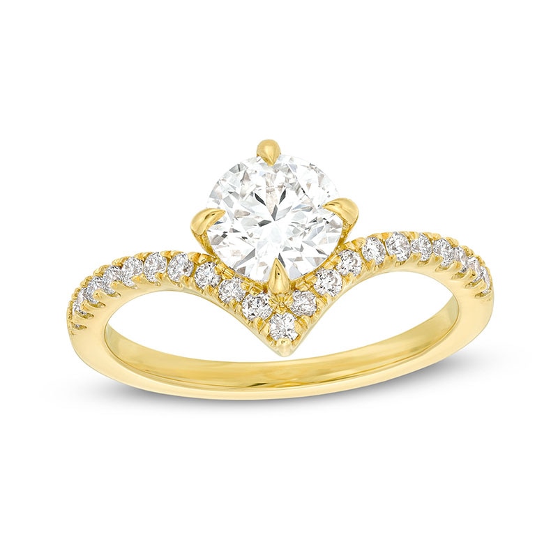 Main Image 1 of Previously Owned - You're the One™ 1-1/5 CT. T.W. Lab-Grown Diamond Chevron Engagement Ring in 14K Gold (F/SI2)