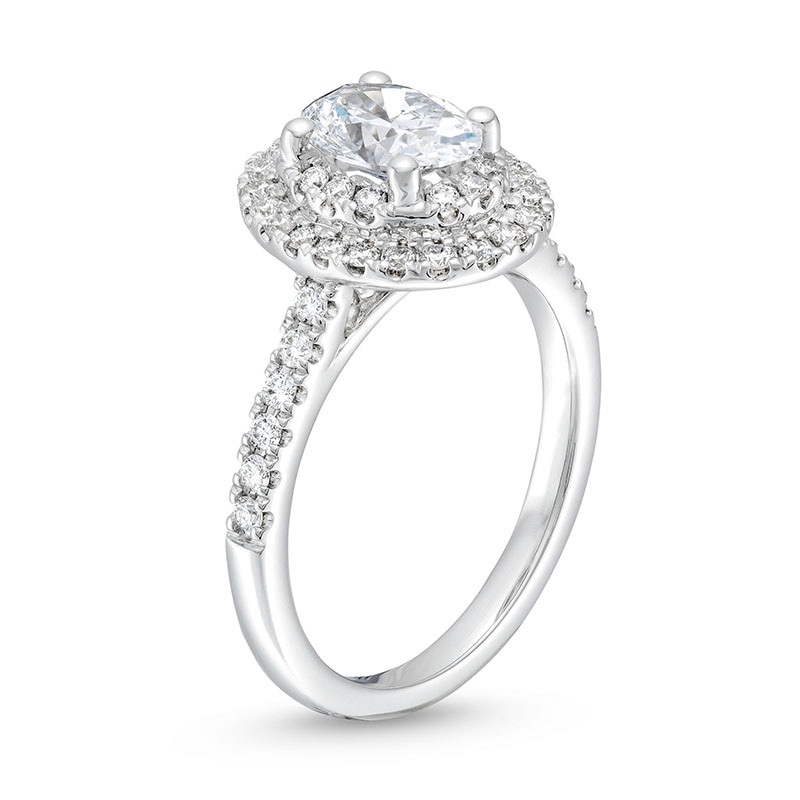 Main Image 3 of Previously Owned - 1-1/2 CT. T.W. Oval Lab-Grown Diamond Double Frame Engagement Ring in 14K White Gold (F/SI2)