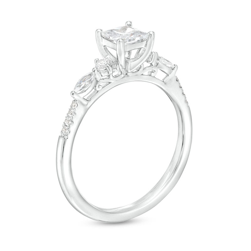 Main Image 3 of Previously Owned - 3/4 CT. T.W. Princess-Cut Diamond Engagement Ring in 14K White Gold