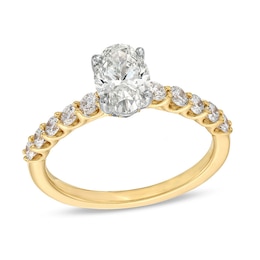 Previously Owned - 1-1/2 CT. T.W. Oval Lab-Grown Diamond Engagement Ring in 14K Gold (I/SI2)
