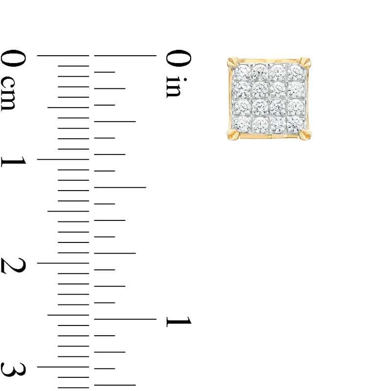 Main Image 3 of Previously Owned - 1/2 CT. T.W. Square Multi-Diamond Stud Earrings in 10K Gold