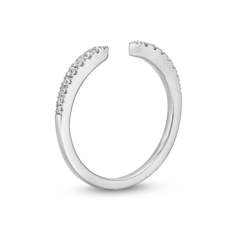 Main Image 3 of Previously Owned - 1/6 CT. T.W. Diamond Tapered Open Shank Band in 10K White Gold