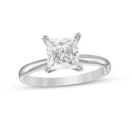 Previously Owned - 1-1/2 CT. Princess-Cut Diamond Solitaire Engagement Ring in 14K White Gold (J/I3)