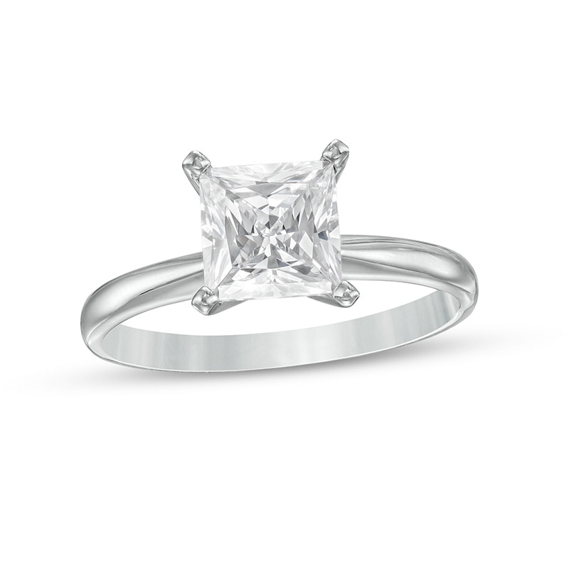 Main Image 1 of Previously Owned - 1-1/2 CT. Princess-Cut Diamond Solitaire Engagement Ring in 14K White Gold (J/I3)