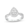 Thumbnail Image 1 of Previously Owned - 3/4 CT. T.W. Pear Multi-Diamond Frame Twist Split Shank Engagement Ring in 10K White Gold