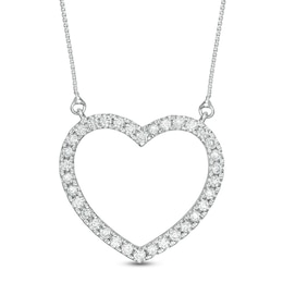 Previously Owned - 1/2 CT. T.W. Lab-Grown Diamond Heart Outline Necklace in 14K White Gold (F/SI2)
