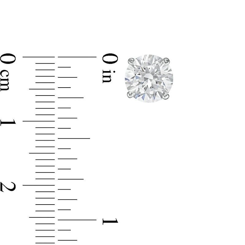 Main Image 3 of Previously Owned - 3 CT. T.W. Lab-Grown Diamond Solitaire Stud Earrings in 14K White Gold (F/SI2)