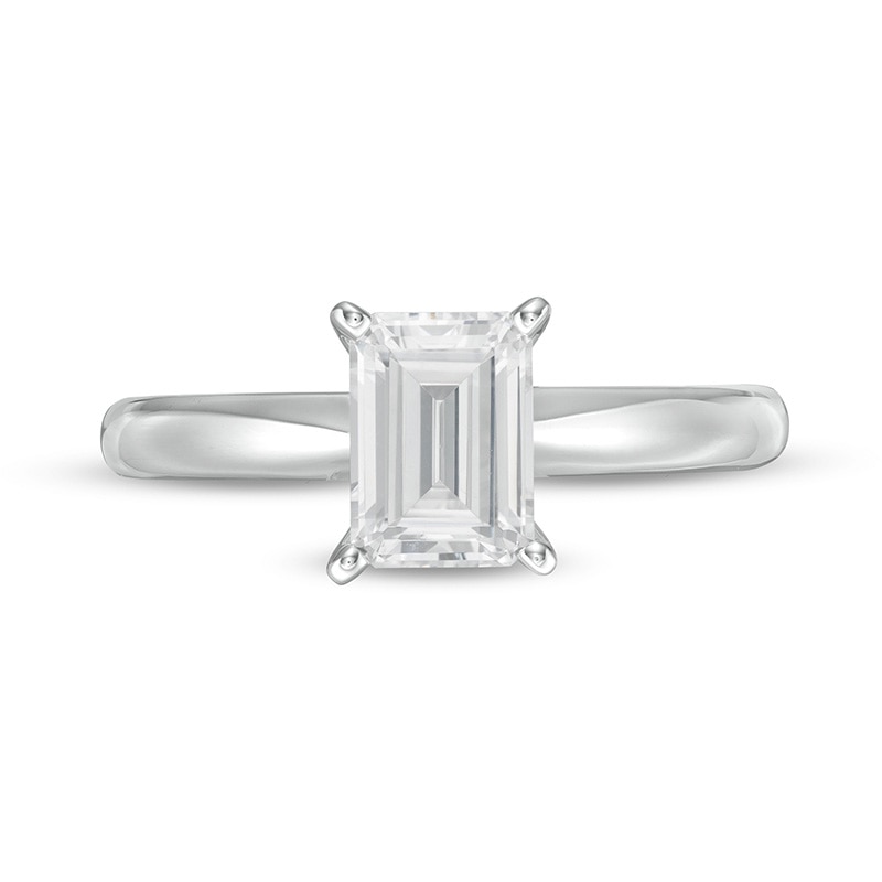 Main Image 4 of Previously Owned - 1 CT. Emerald-Cut Lab-Grown Diamond Solitaire Engagement Ring in 14K White Gold (F/VS2)