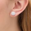 Thumbnail Image 2 of Previously Owned - 1 CT. T.W. Lab-Grown Diamond Double Frame Stud Earrings in 14K White Gold (F/SI2)