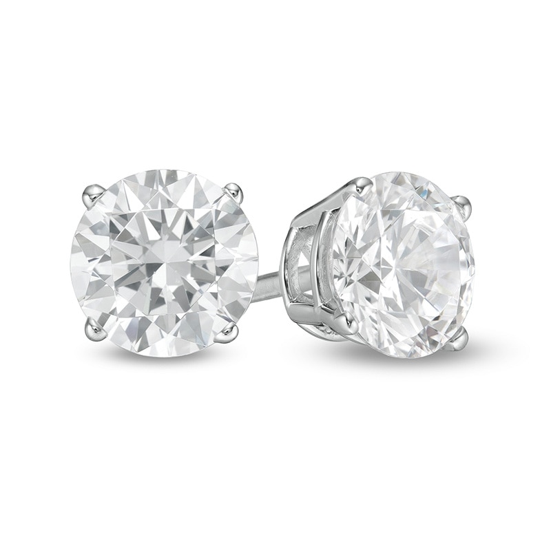 Main Image 1 of Previously Owned - 1-1/2 CT. T.W. Lab-Grown Diamond Solitaire Stud Earrings in 14K White Gold (F/SI2)