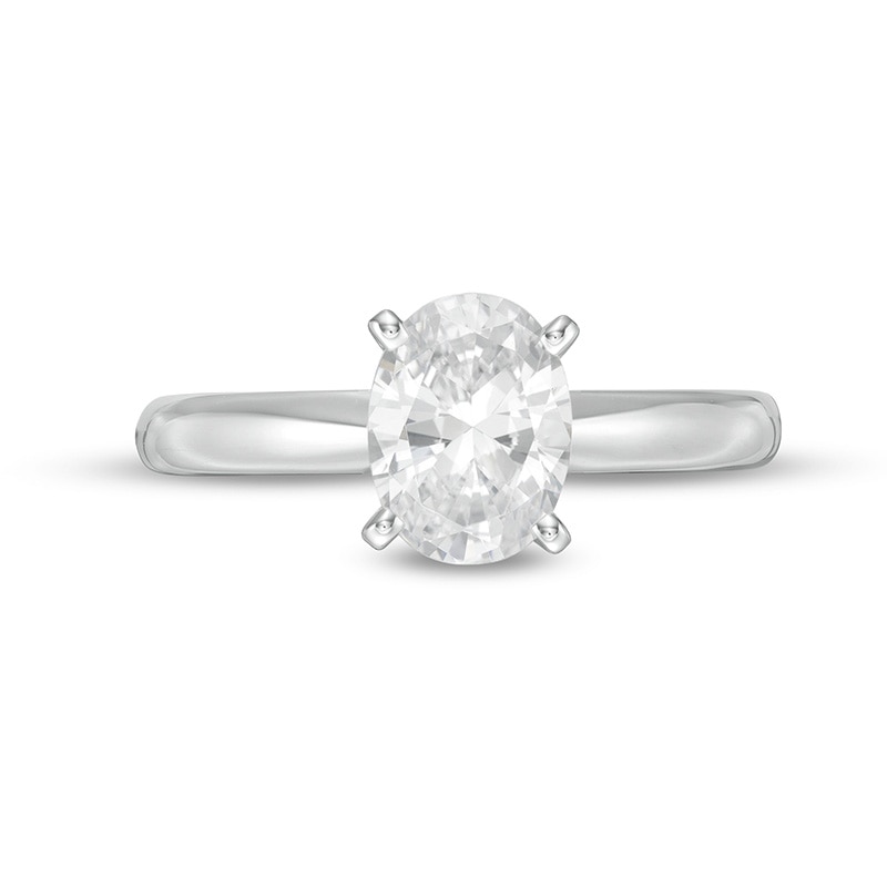 Main Image 4 of Previously Owned - 1-1/2 CT. Oval Lab-Grown Diamond Solitaire Engagement Ring in 14K White Gold (F/VS2)